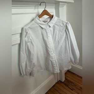 White Nanette Lepore 3/4 Sleeve Puff Blouse